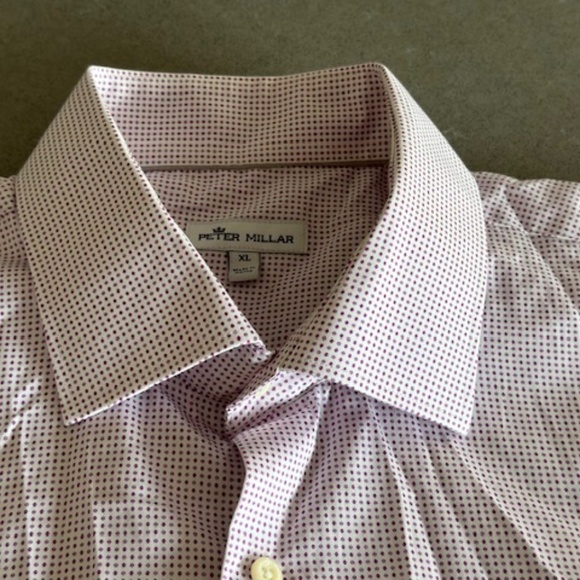 Men's Peter Millar Geo Pink Purple Short Sleeve Button-Down Shirt XL-EUC - Picture 5 of 9